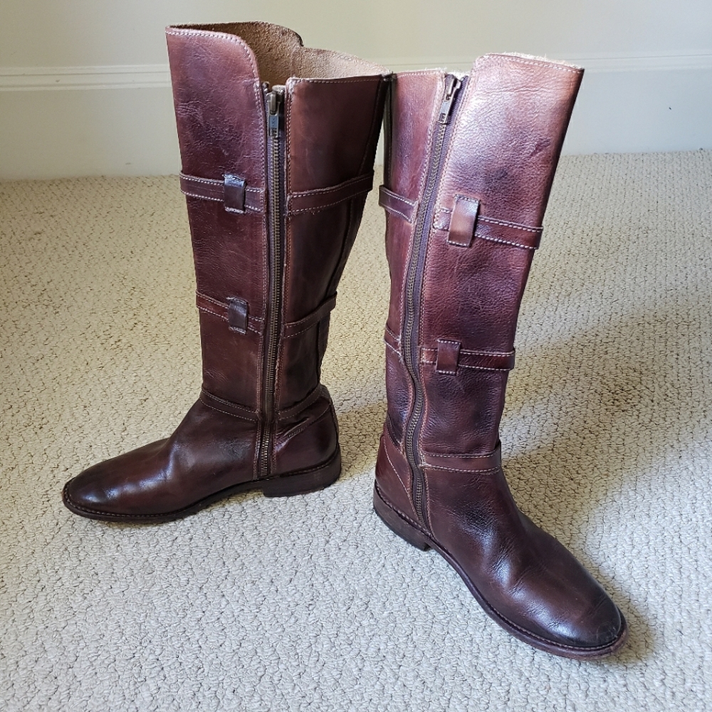 Bed Stu Cobbler Series Kitty Knee High Rustic Teak Leather Boots - Picture 5 of 16